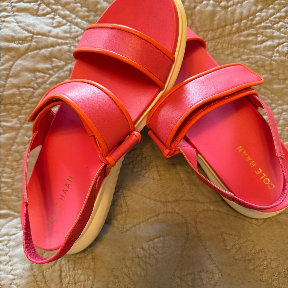 Cole Haan Pink and Orange Dual-Strap Sport Sandals